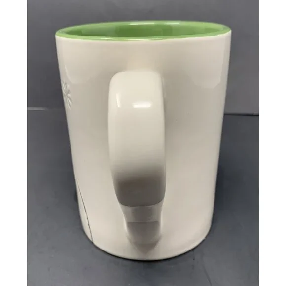 TAG SKIING SNOWMAN HOPE MUG 16 oz Embossed Winter Holiday Xmas Green Interior - Picture 4 of 8